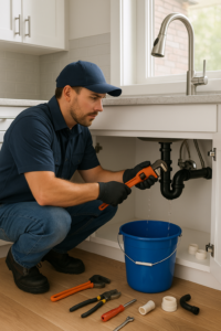 plumber repairing a drain