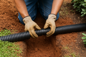 plumber working on a drain