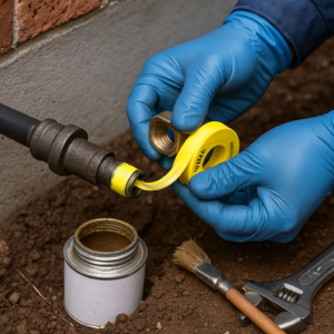 plumber installing a gas line