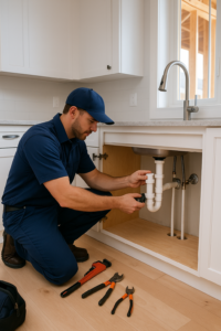 plumber installing pipes