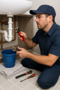 plumber repairing a sink