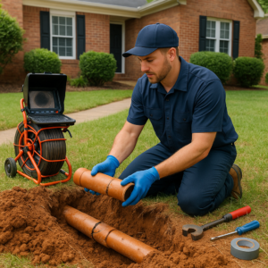 plumber repairing a sewer