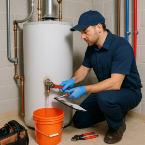 plumber repairing water heater