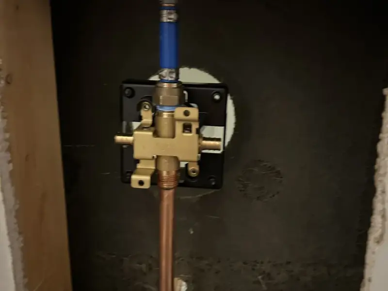 New shower valve roughed in with PEX in an open wall