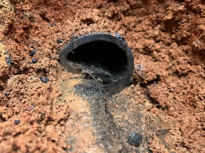 Broken end of an old sewer pipe found in the dig
